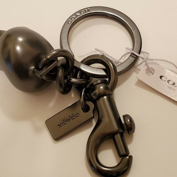 💀NWT💀 RARE UNICORN!! COACH GUNMETAL SKULL KEYCHAIN CHARM HANDBAG FOB Oilslick - Picture 14 of 14